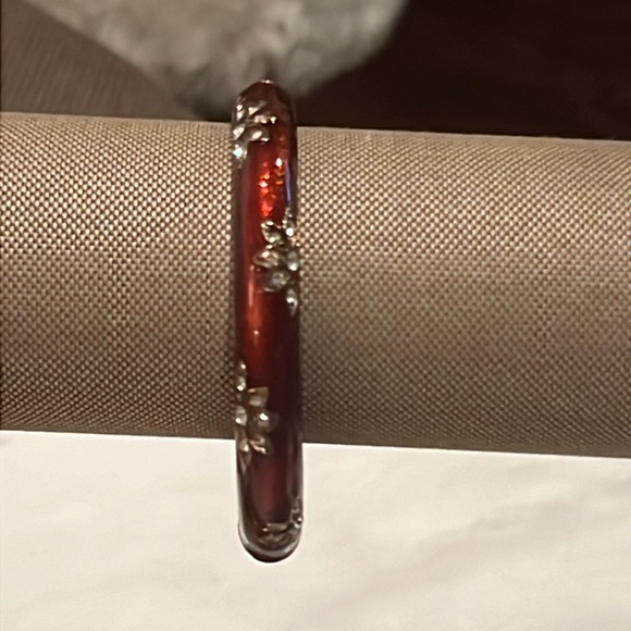 Rust red gold floral cuff metal bracelet bangle women’s fashion jewelry - Picture 5 of 13